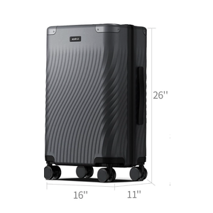 ECOHUB Hardside Expandable Carry On Luggage, Recycled PC 24" Rolling Luggage 26x16x11 Airline Approved with Spinner Wheels & TSA Lock, Lightweight Hardshell Travel Suitcase, 24inch Carry-on Grey