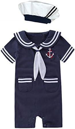 XM Nyan May's Baby Toddler Boys Sailor Stripe Romper Marine Navy Romper Outfit, Size: 2 - 3 T