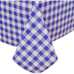 Heavy Duty Vinyl Tablecloth with Flannel Backing Waterproof Oil-Proof Plastic Table Cloth Stain-Resistant Wipeable Rectangle or Square Table Cover for Indoor and Outdoor (Blue Checkered, 60x84 Inch)