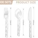 Lullaby 300Pc Premium Clear Plastic Silverware, Heavyweight Clear Utensil Disposable, Plastic Cutlery Set of 100 Forks, 100 Spoons, 100 Knives for Wedding, Party, Gathering, Daily Use