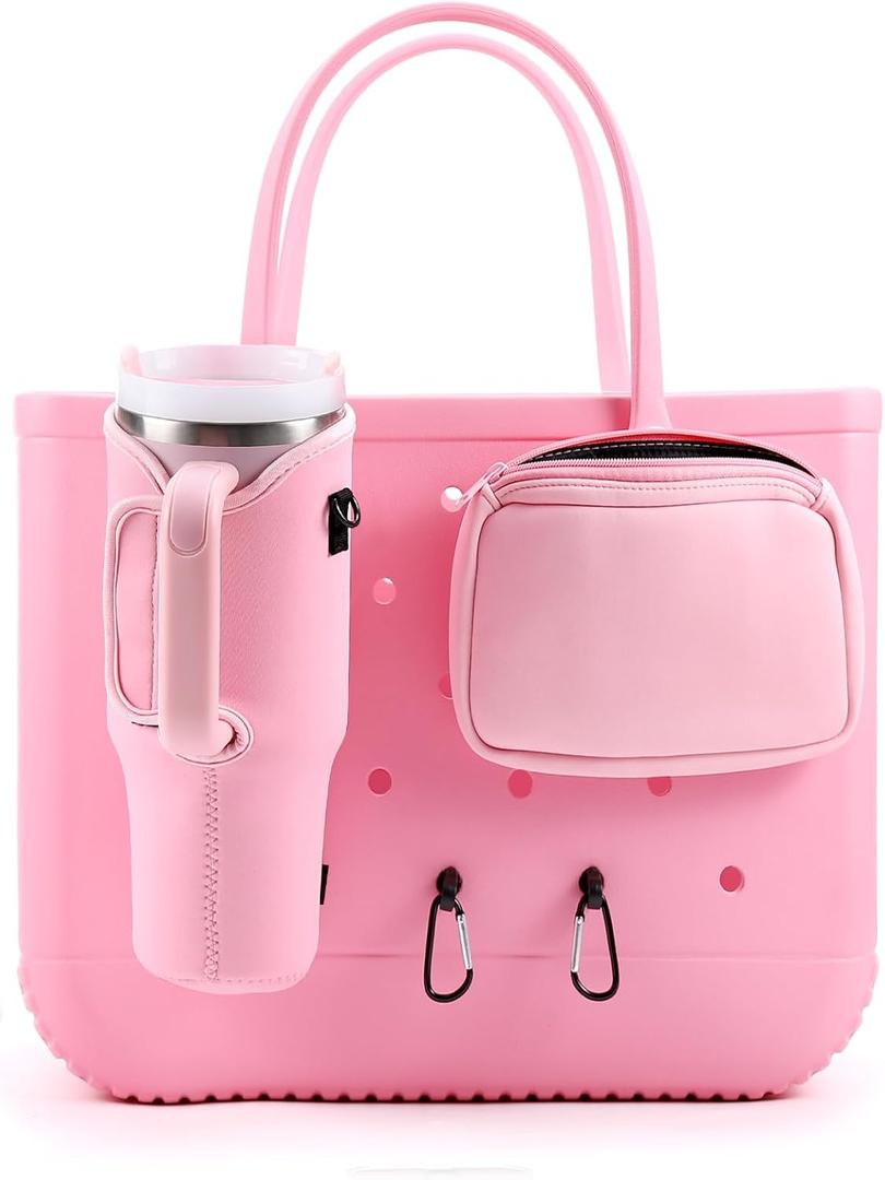 4PCS Organizer Holder for Bogg Bag, Accessories for Bogg Bags, Phone & Cup Holder compatible with Bogg Bag Original, Bag is not included (Pink)