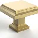 Amerdeco 10 Pack 1.3 Inch(32MM) Gold Kitchen Cabinet Knobs Brushed Gold Drawer Knobsfor Dresser Drawers, Knobs and Pulls for Bathroom Cabinets ZH0001