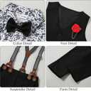 WESIDOM Toddler Boy Clothes Suit Formal Dress Shirt+Bowtie+Vest+Boutonniere+Suspender Pants Boys Gentleman Outfits Set, 5-6T