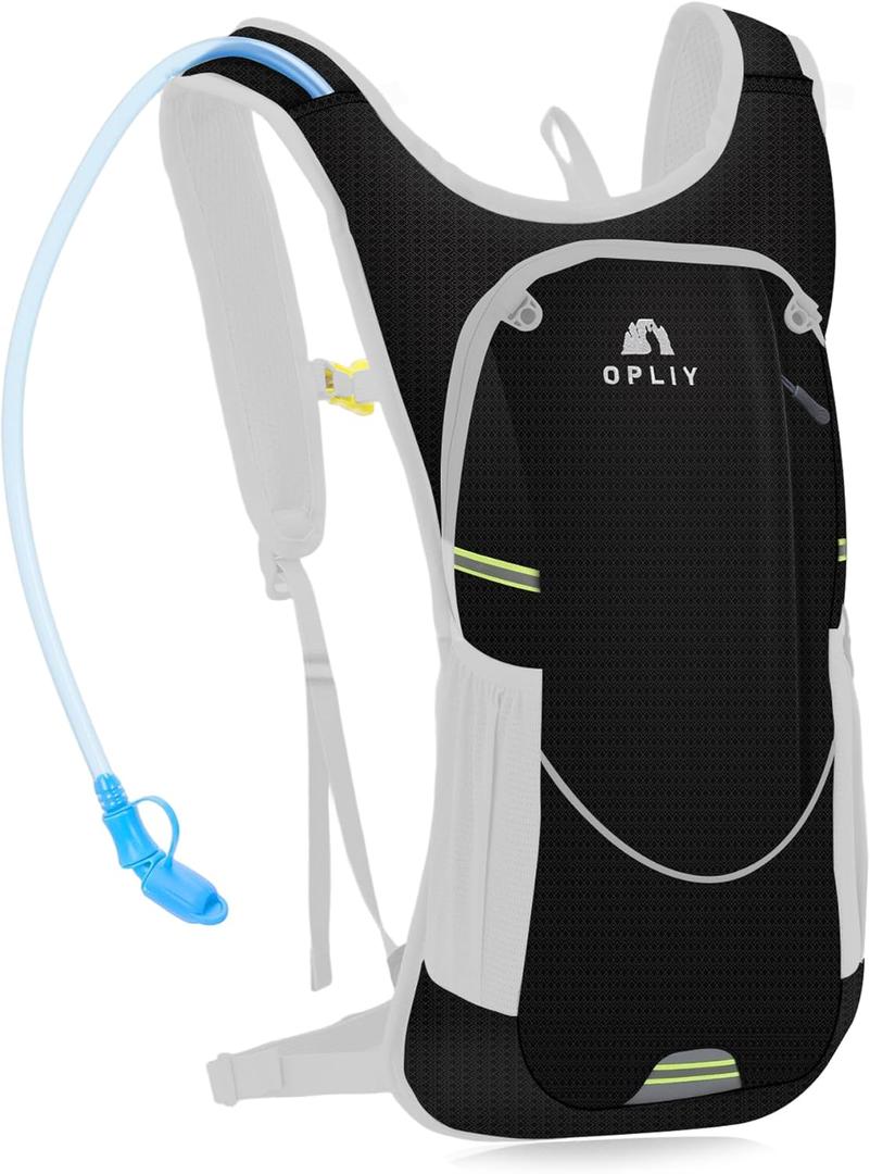 Hydration Backpack with 2L Bladder  Durable Lightweight Water Pack for Running, Hiking, Biking  Fits Men, Women, Youth (Black)