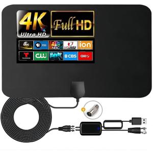 TV Antenna Indoor, TYPOWANI 2024 HD Digital Antenna for Smart TV Support 4K 1080p All TV's, 480 Miles Range Reception Signal Booster with 16.5 ft Coax HDTV Cable