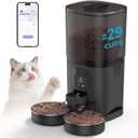 PAPIFEED Automatic Cat Feeder 2 Cats, 2.4G WiFi Cat Food Dispenser with App Control, 7L Slow Feeder Timed Cat Feeder for Dry Food, 10 Meals/Day, 12 Portions/Meal, Dual Power Supply, Black