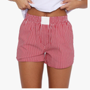 Yoawdats Women's Y2K Lounge Shorts Summer Striped Print Elastic Waist Boxer Shorts Loose Casual Pajama Bottoms Beachwear S