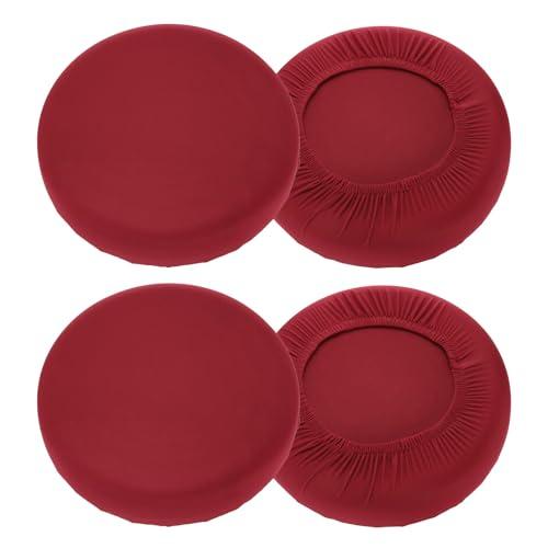 uxcell 4 Pack Stool Covers Round, 16-20 Inch Bar Stool Covers Washable Dustproof Slipcover Seat Cushion with Elastic for Bar Kitchen Living Room Decor, Wine Red