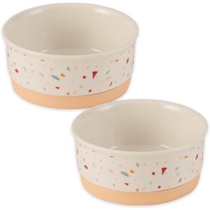 Bone Dry Ceramic Food Bowls, Non-Slip & Dishwasher Safe, Small Set, 4.25x2 Terrazzo