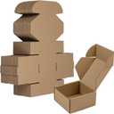 50 Pack 4x4x2 Inches Small Shipping Boxes, Brown Corrugated Cardboard Boxes, Moving Mailing Packing Box