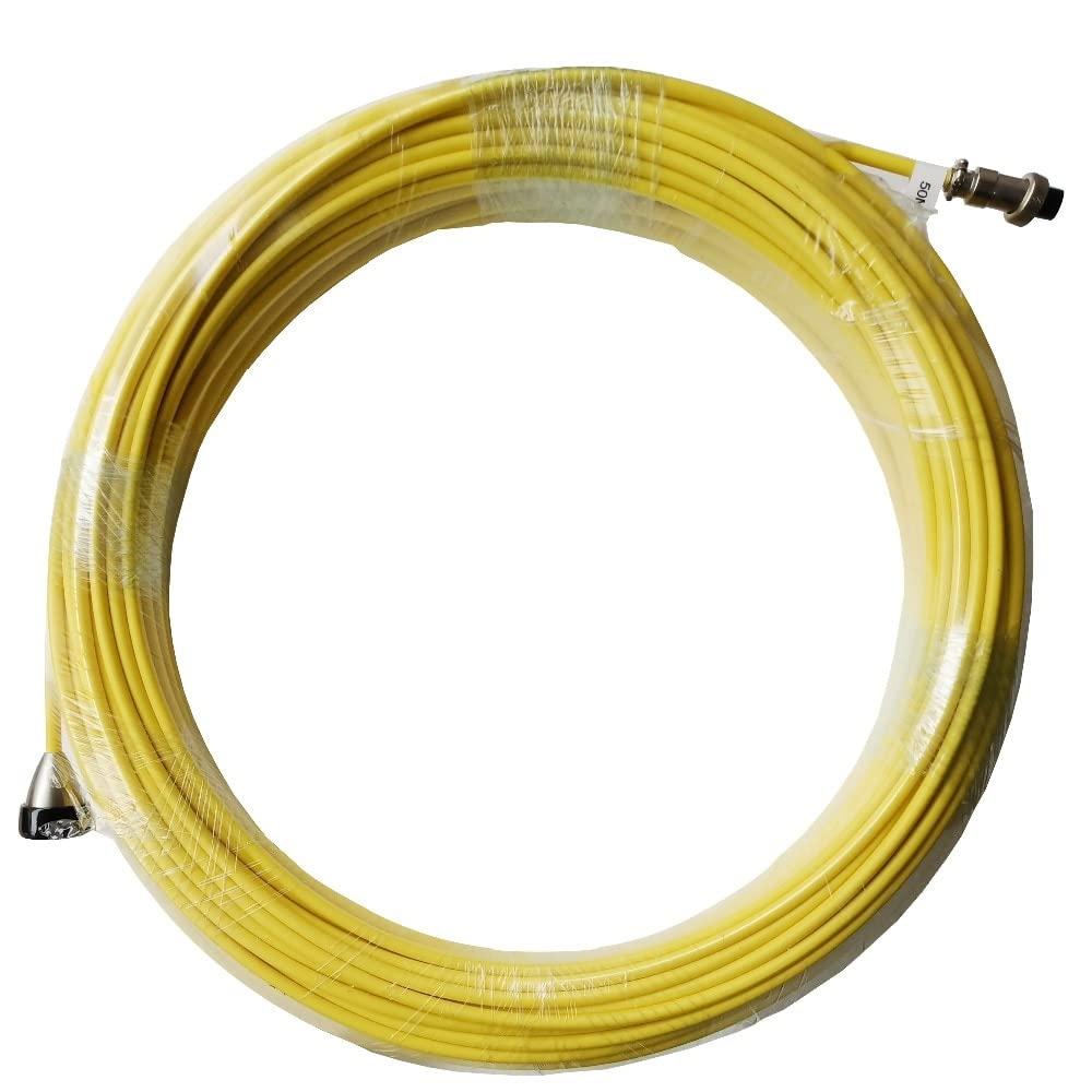 Sewer Camera Replacement Cable,23mm Interface,Durable Yellow Stiff Wire with Meter Counter(164/50M)
