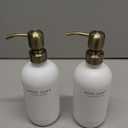 Vine Creations White Glass Soap Dispenser Set, Dish Soap and Hand Soap Dispenser Set with Stainless Steel Pump, 16 oz Glass Dispensers for Kitchen or Bathroom Decor (Matte White Bottle/Brushed Brass)