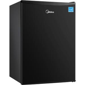 Midea MERM26B0ABB Mini Fridge, 2.7 Cu.ft Energy Star Certified Mini Refrigerator, Adjustable Thermostat, Reversible Door, Low Noise for Dorm, Office, Bedroom, Black