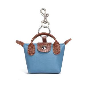 Mini Purse With Keychain， Handbag Cosmetic Bag，Small Pouch Purse Charm Nylon Mini Bag Snap Closure Pouch Portable Travel Storage Bag For Women (Blue)