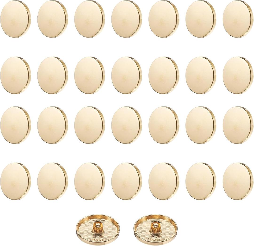 2 x HARFINGTON 30pcs 36L Metal Round Flat Sewing Buttons 23mm Alloy Shank Craft Replacement Button for Men Women Suit Woolen Coat Shirt Trousers Sewing Crafts, Rose Gold