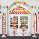 ShinyRelief 15 Pcs Circus Decorations Carnival Striped Awning Porch Banner Carnival Theme Directional Signs Welcome to the Circus for Birthday Party Supplies
