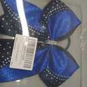 3 x 1PCS Glitter Cheer Bow Large Cheer Bows Rhinestones Hair Bows Girls 8"Cheerleading Bows Bulk Elastic Band Ponytail Holder for Teen Girls College Sports Competition Blue Black