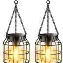 KOOPER Solar Lanterns Outdoor Waterproof, Upgraded Metal Hanging Solar Lights Outdoor Decorative, Brighter Outdoor Hanging Lantern for Yard Patio Pathway Porch Garden Decor, Gift for Women Mom 2 Pack