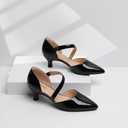 RIBONGZ Kitten Heels for Women Closed Toe Comfortable Low Heels Pointed Toe Sexy Slip on Pumps Bridal Party Dressy Shoes, 9.5