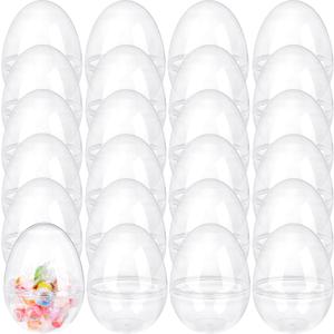 24 Pcs 3.15 Inch/ 3.5 Inch/ 5 Inch Large Clear Easter Plastic Eggs Fillable Transparent Easter Eggs Bulk for Easter Hunt Easter (Clear ( 3.5 Inch )