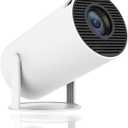 40''-130'' Smart Mini Projector 4K 5G WIFI, Big Screen Experience with Premium 360 Sound, 5.0 Bluetooth Movie Projector Compatible With Android/iOS/Windows/TV Stick/HDMI/USB/Audio 3.5 white