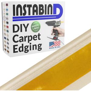 Instabind 54 ft Roll Premium Carpet Edge Binding  Regular Style Carpet Edge Trim for Do-It-Yourself Rug Edging- with Durable Hold & Easy Finishing for Rug Edges - USA Made Flooring Products, Wheat