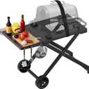Grill Stand for Ninja Woodfire Outdoor OG700 OG800 Series, Portable Folding Grill Table Cart for Ninja Woodfire OG701 OG850 OG951 and OO101 Pizza Oven with Side Table