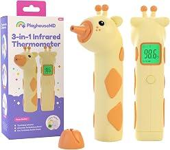 Playhouse MD Baby Thermometer for Kids – Digital Infrared No-Touch Forehead & Ear Thermometer, 3-in-1 Contactless Thermometer with Fever Indicator, Fever Buddy Giraffe