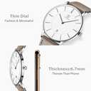 L LAVAREDO Watch for Men, Extremely Thin Mens Watches Minimalist Analog Men's Leather Wrist Watches with Time/Date, Birthday Gift for Men Boyfriend