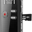 64GB Digital Voice Activated Recorder with Playback - 4552 Hours Audio Recording Device, 3072Kpbs HD Dual MIC Tape Recorder Device for Lecture A-B Repeat, MP3 Player,【64GB TF Card Included】