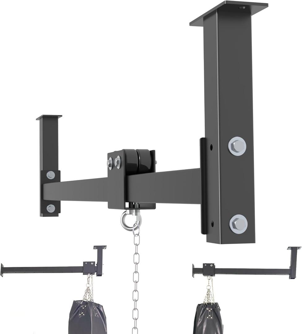 Heavy Bag Hanger Roller Wall Ceiling Mount 50'' Long Rail Ease Adjust for Heavy Punching Bags up to 300 LBS