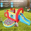 9 in 1 Inflatable Bounce House Kid Trampoline with Tall Slide, Ball Pit Pool, Skill Soccer, Throwing Sandbags Game, for Home Party or Outdoor Ages 3-10 with 520W Blower 190"x138"x76", Large