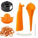 Oil Change Kit Compatible with Harley, Filter Cap Wrench, Crankcase Fill Tool, Primary Case Oil Funnel, Drip-Free Oil Filter Tool, 30Pcs Drain Plug O-Rings