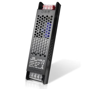 LED Driver 24V 150W 6.5A Slim LED Power Supply, AC 100-250V to 24V DC Adapter, Constant Voltage Transformer for LED Strip Lights, Bulbs, Garden Light, Cabinet Lights