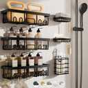 Veken Stainless Steel Shower Caddy 6-Pack, No Drilling & Rustproof, Waterproof Adhesive Shelves Rack with Soap Holder, Large Capacity Bathroom Organizers and Storage, Wall-Mounted Kitchen & Home Decor (6-Piece Set, Black)