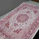 Macgace 2x3 Bright Pink Area Rug for Entryway, Small Washable Rugs with Non-Slip Backing for Girls Bedroom, Cute Vintage Throw Carpet Kitchen Laundry Front Door Decor