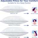 Shredded Memory Foam Pillows Queen Size Set of 2, Queen Pillows for Sleeping 2 Pack, Adjustable Firm Pillow for Side Back Stomach Sleepers, Washable Bed Pillow