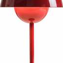 Modern Mushroom Table Lamp Cartoon Iron LED Bedside Lamp Nordic Round Metal Lamp Body Nightstand Lamps for Living Room, Bedroom Study Room Home Office (Red)