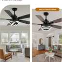 52" Chandelier Fan Black Modern Ceiling Fan with Lights DC Motor Reversible Dimmable Indoor Ceiling Fan for Bedroom, Living Room