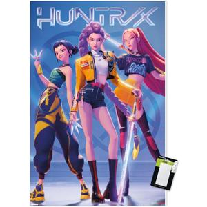 Netflix KPop Demon Hunters (2025) - Huntrix Hero Group Wall Poster, 34L" x 22.4W", Poster & Mount Bundle