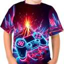 Boys Girls 3D Graphic Tees Unisex Short Sleeve T Shirt Novelty Neon Shirts for Boys 5-14 Years