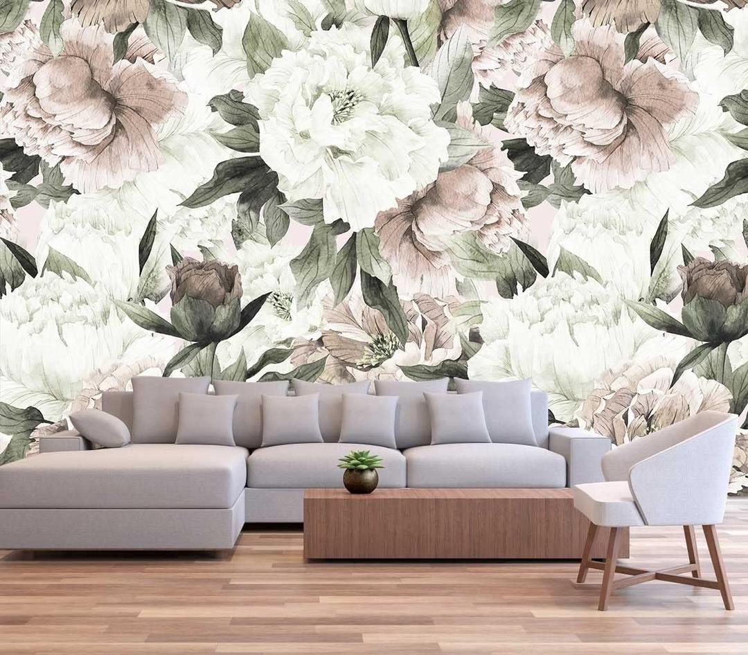 Roses and Banana Leaves Wall Mural Wallpaper for Bedroom and Living Room(Not Self-Adhesive) (195" x 120")