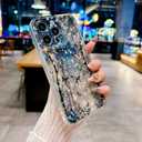 for iPhone 11 Pro Case Bling Cute Flowers Butterfly, Slim Glitter Cover, Raised Camera Lens Protection Shockproof Sparkly Floral Phone Case for Women Girls 5.8" - Blue