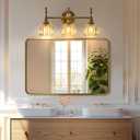 ANDY STAR Brushed Gold Mirror 40''X30'', Gold Bathroom Mirror Rounded Rectangle, Brass Mirror in SUS304 Anti-Rust Tube Metal Frame, Wall Mounted Horizontal/Vertical 1 Deep (40"L x 30"W)