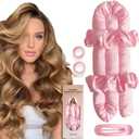 Jumbo Heatless Hair Curler Set-Satin Heatless Curls Overnight, Jumbo Curling Rod Headband, No Heat Curlers To Sleep in (Pink)