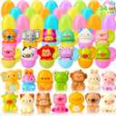 JOYIN 24 Pcs Easter Prefilled Eggs with Animals Squishy Toys, Cute Toys for Easter Egg Hunt, Kids Party Favor, Basket Stuffers, Filling Treats, Goodie Bag Fillers, Classroom Prize Supplies
