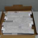 MOFIT Backsplash Tile for Kitchen Peel and Stick Stone Matte Finish,Bathroom Tiles Stickers 3D Wall Panel Linear Mosaic Marble Backsplash Waterproof(10sheets,Cement Grey)