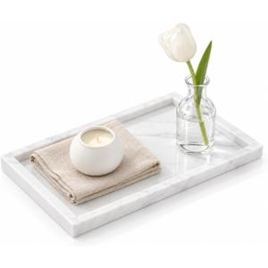 Natural Marble Vanity Bathroom Tray, 12 x 6 Inch Home Decor