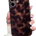 Cute Phone Case for iPhone 16 Plus Case Amber Leopard Full Camera Protective Slim Shockproof Aesthetic Phone Case-Brown Amber