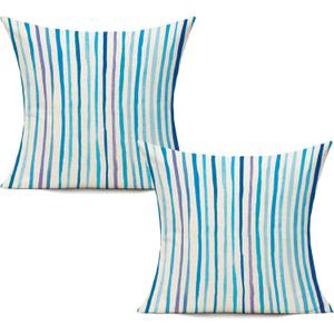 All Smiles Spring Outdoor Blue Throw Pillow Covers for Patio Bench Garden Porch Sunbrella Furnitures Sage Lines Stripes Cushion Cases Decorative 20x20 Set of 2 for Sofa Couch